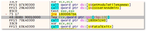 IsUserAnAdmin check and FatalExit