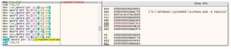 svchost.exe rebuilt from XORed immediates